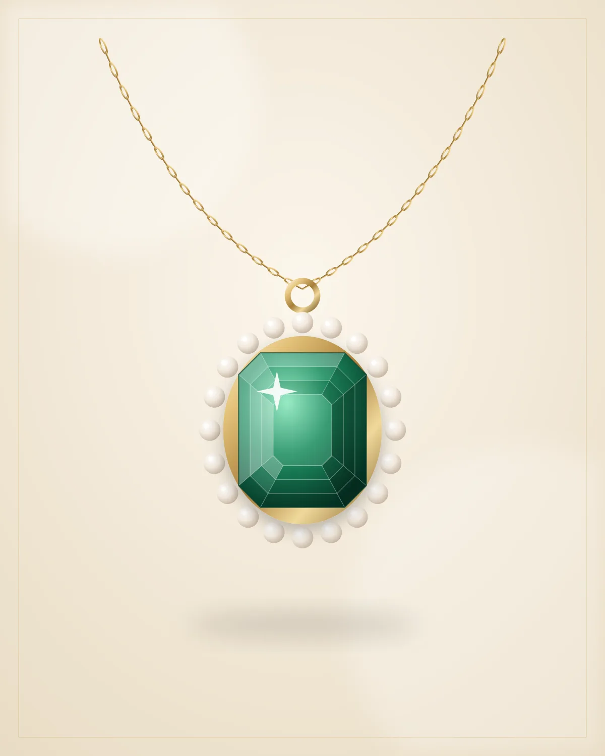 Emerald & Pearl Pendant — illustrative demo image